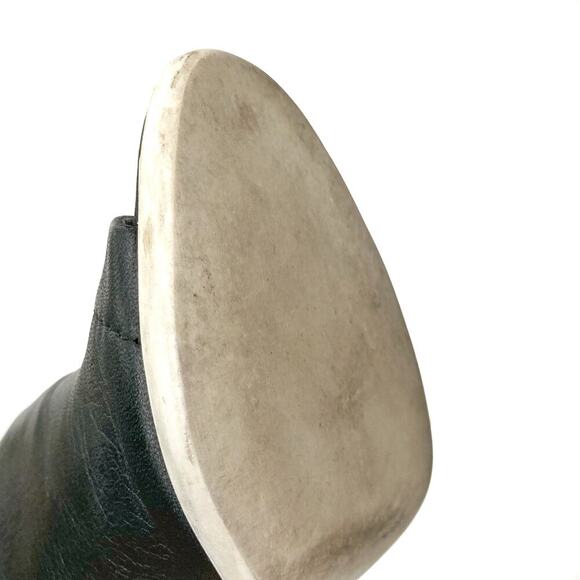 Vince Allison Black Leather Peep Toe Mules 36 | Sculptural Block Heel Slides - Picture 16 of 16